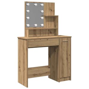 vidaXL Sminkbord med LED artisan ek 86,5x35x136 cm