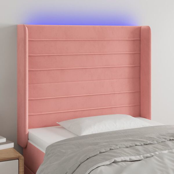 vidaXL S&auml;nggavel LED rosa 103x16x118/128 cm sammet
