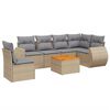 vidaXL Matgrupp f&ouml;r tr&auml;dg&aring;rden med dynor 7 delar beige konstrotting