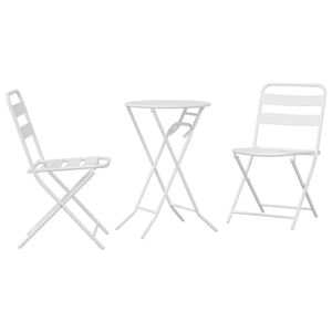 vidaXL Tr&auml;dg&aring;rds Bistro Set 3 st Vit St&aring;l