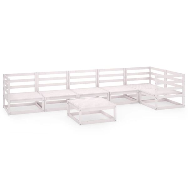 vidaXL Loungegrupp f&ouml;r tr&auml;dg&aring;rden 7 delar vit massiv furu