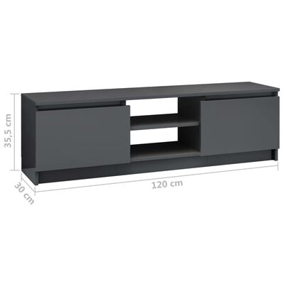 vidaXL TV-bänk grå högglans 120x30x35,5 cm konstruerat trä