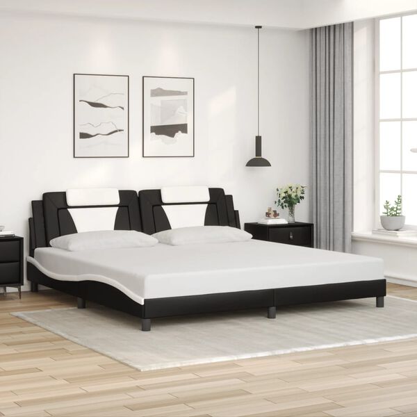 vidaXL Bed Frame "Viana" with LED without Mattress Black and White 200x200 cm