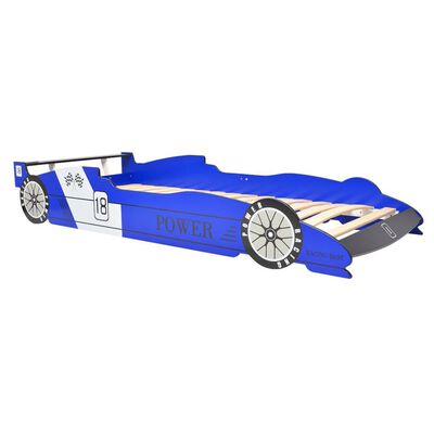 vidaXL LED Barnsäng racerbil 90x200 cm blå