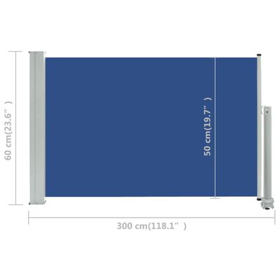 vidaXL Infällbar sidomarkis 60x300 cm blå