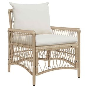 vidaXL Tr&auml;dg&aring;rd Stol med kudde Beige 73 x 61 x 77 cm konstrotting