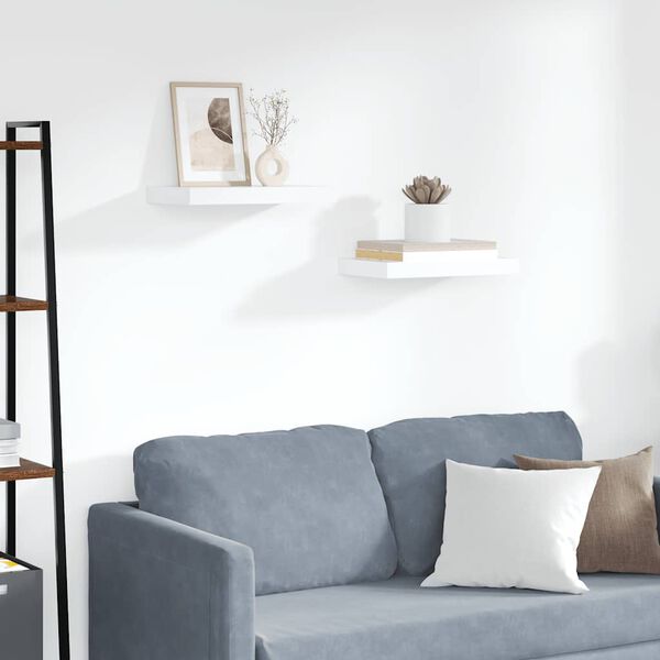 vidaXL Sv&auml;vande v&auml;gghyllor 2 st vit 40x23x3,8 cm MDF