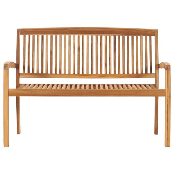vidaXL Stapelbar tr&auml;dg&aring;rdsb&auml;nk med dyna 128,5 cm massiv teak