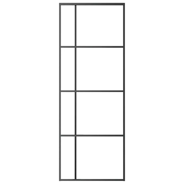 vidaXL Skjutdörr frostat ESG-glas och aluminium 76x205 cm svart