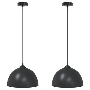 vidaXL Pendellampa 2 st h&ouml;jdjusterbar E27 svart &Oslash; 30 cm metall