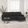 vidaXL 3-sitssoffa med fotpall Svart 180 cm tyg