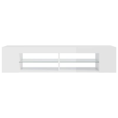 vidaXL TV-bänk med LED-belysning vit högglans 135x39x30 cm