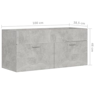 vidaXL Tvättställsskåp betonggrå 100x38,5x46 cm konstruerat trä