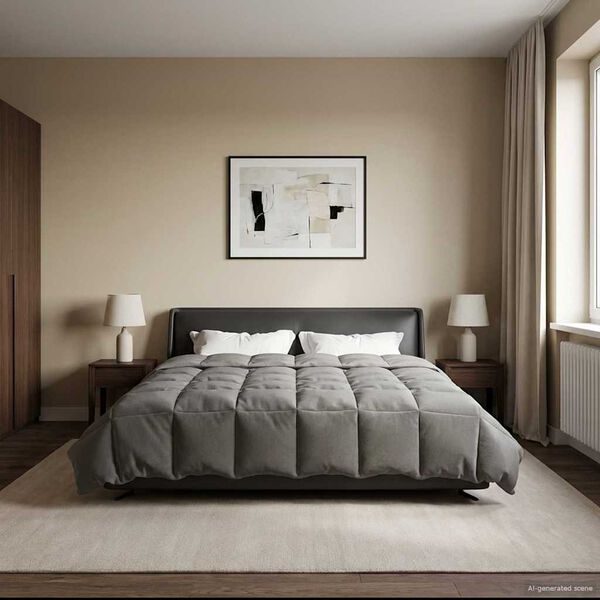 vidaXL Full &Aring;rs-Duvet Quiltad Ljusgr&aring; 200 x 240 cm Mikrofiber