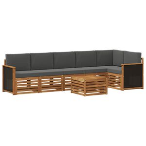 vidaXL Sektionsoffgrupp med kudde 6 pcs Naturlig och Antracit