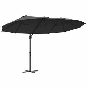 vidaXL Trädgårdskantileverparasol Svart 372 x 198 x 243 cm