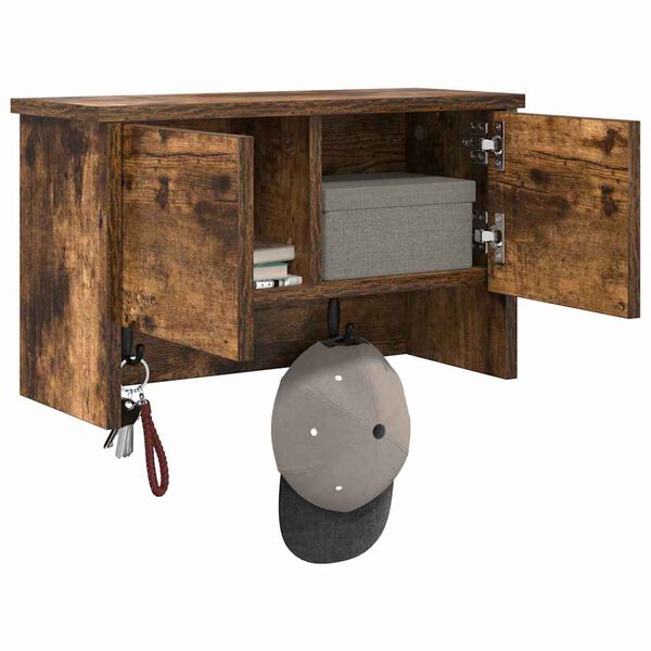 vidaXL V&auml;ggmonterad Kl&auml;dh&auml;ngare med hylla R&ouml;kt ek 50 x 20 x 30 cm