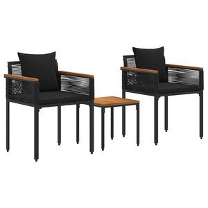vidaXL Utem&ouml;belset med kudde 3 pcs Svart PE Rattan