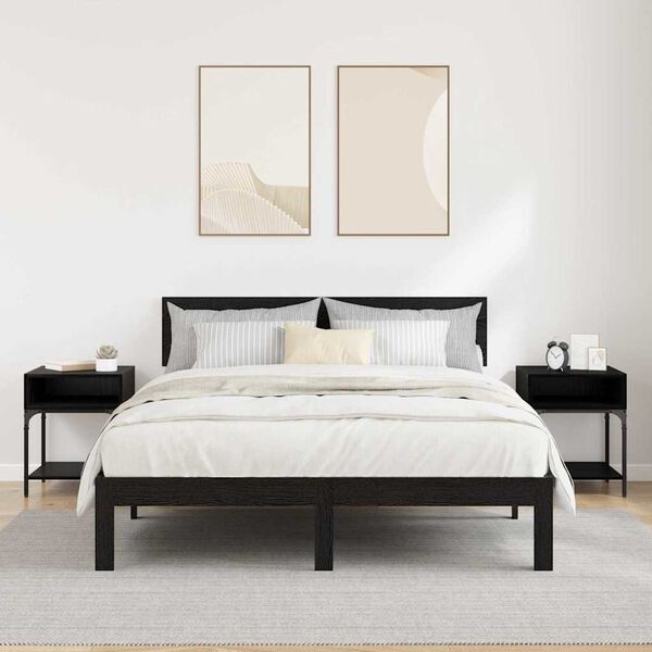 vidaXL S&auml;ngbord 2 pcs Svart Ek 40 x 40 x 50 cm Konstruerat tr&auml;