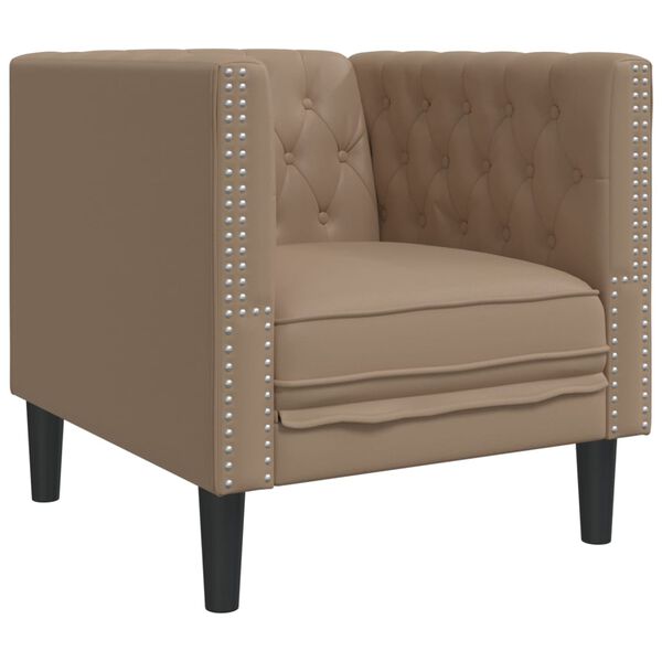 vidaXL Chesterfieldfåtölj cappuccino konstläder