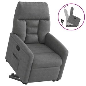 vidaXL Reclinerf&aring;t&ouml;lj med uppresningshj&auml;lp m&ouml;rkgr&aring; mikrofibertyg