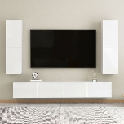 vidaXL TV-skåp vit högglans 30,5x30x110 cm konstruerat trä