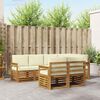 vidaXL Sektionsoffgrupp 7 pcs Naturlig och Gr&auml;dde Massivt Akaciatr&auml;