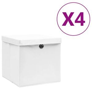 vidaXL F&ouml;rvaringsl&aring;dor med lock 4 st 28x28x28 cm vit