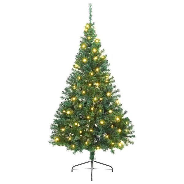 vidaXL Konstgjord F&ouml;rbelyst Julgran med 300 LED-lampor Gr&ouml;n 180 cm PVC