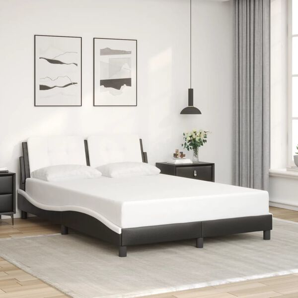 vidaXL Bed Frame without Mattress "Zadar" Black and White 140x190 cm Faux Leather