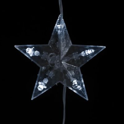vidaXL Ljusgardin med stjärnor 200 lysdioder kallvit 8 funktioner