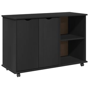 vidaXL Rullande sk&aring;p med hjul Svart 100 x 39 x 65,5 cm Massiv furu