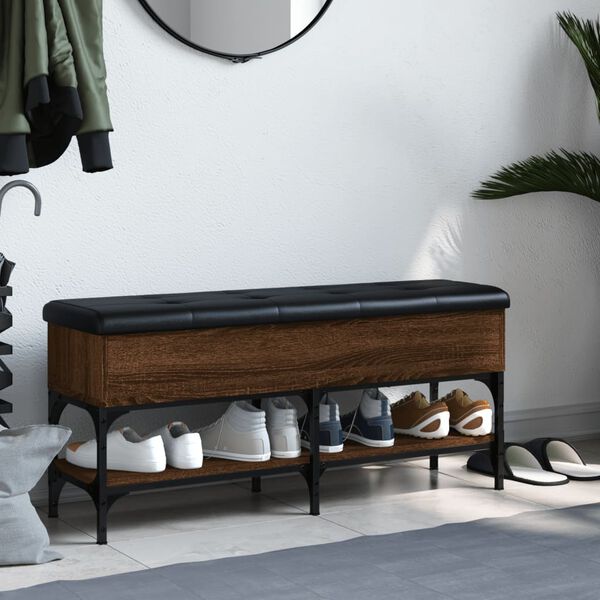 vidaXL Skobänk brun ek 102x32x45 cm konstruerat trä