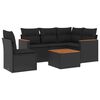vidaXL Loungegrupp med dynor 6 delar svart konstrotting