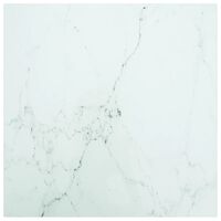 vidaXL Bordsskiva vit 50x50 cm 6 mm härdat glas med marmortextur