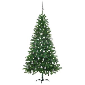 vidaXL Belyst plastgran med kulor 180 cm gr&ouml;n