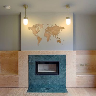 MiMi Innovations Väggdekoration världskarta trä Luxury brun 130x78 cm