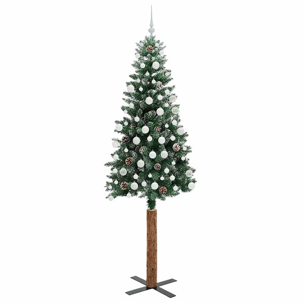 vidaXL Smal julgran med 300 LED-lampor Gr&ouml;n 210 cm PVC och solid furu