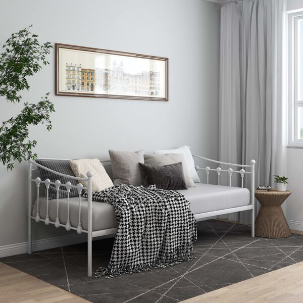vidaXL S&auml;ngram b&auml;ddsoffa vit metall 90x200 cm