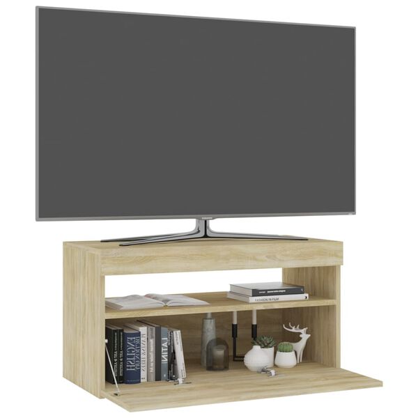 vidaXL Tv-bänk med LED-belysning sonoma-ek 75x35x40 cm