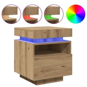 vidaXL S&auml;ngbord med LED-belysning artisan ek 40x39x48,5 cm