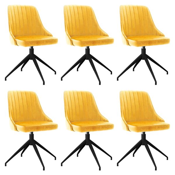 vidaXL Matstolar 6 st gul sammet