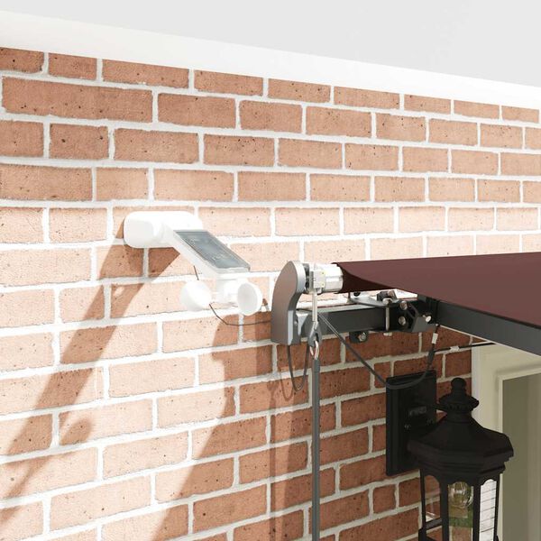 vidaXL Markis automatiskt inf&auml;llbar med LEDs 600x300 cm brun