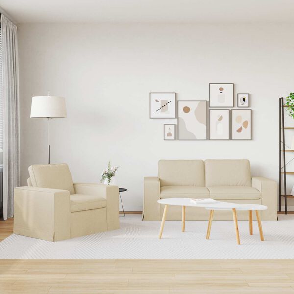 vidaXL Soffa 2 pcs Kr&auml;m