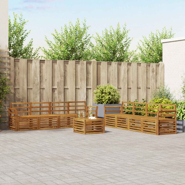 vidaXL Soffgrupper 9 pcs Naturf&auml;rg Massivt Akaciatr&auml;