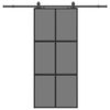 vidaXL Skjutd&ouml;rr med beslagssats svart 90x205 cm h&auml;rdat glas