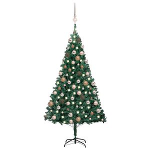 vidaXL Belyst plastgran med kulor gr&ouml;n 150 cm PVC