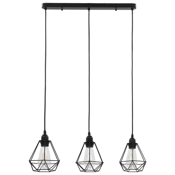 vidaXL Taklampa med diamantdesign svart 3 x E27-lampa