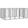 vidaXL Hundbur 16-paneler svart 50x100 cm pulverlackerat st&aring;l