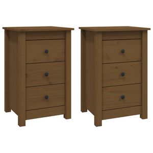 vidaXL S&auml;ngbord 2 st honungsbrun 40x35x61,5 cm massiv furu